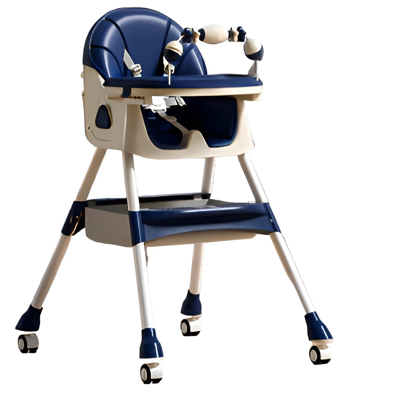 Scaun de Masa pentru Bebelusi si Copii, Flippy, 2 Tavite cu Jucarii si Husa Detasabile, Multifuncțional, Stabil, Centura de Siguranta, Spatar Reglabil Moale, Balansoar, Cos de Depozitare, de la 6 Luni [1]