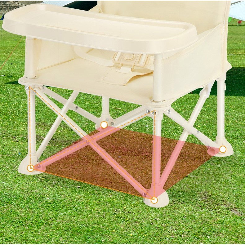 Scaun de Masa pentru Bebelusi si Copii, Flippy, Tavita si Husa Detasabile, Multifuncțional, Stabil, Centura de Siguranta, Cos de Depozitare, Bej, cu Umbrela Roz, de la 6 Luni [5]