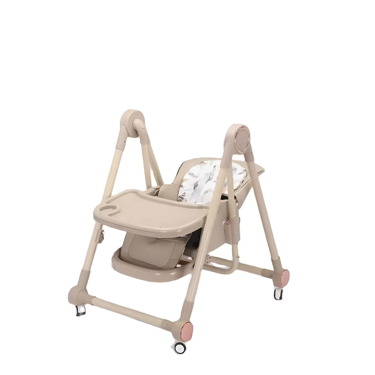 Scaun de Masa pentru Bebelusi si Copii, Flippy, Tavita si Husa Detasabile, Multifuncțional, Stabil, Centura de Siguranta, Inaltime Ajustabila, Spatar Reglabil Moale, Balansoar, de la 6 Luni, Bej [5]