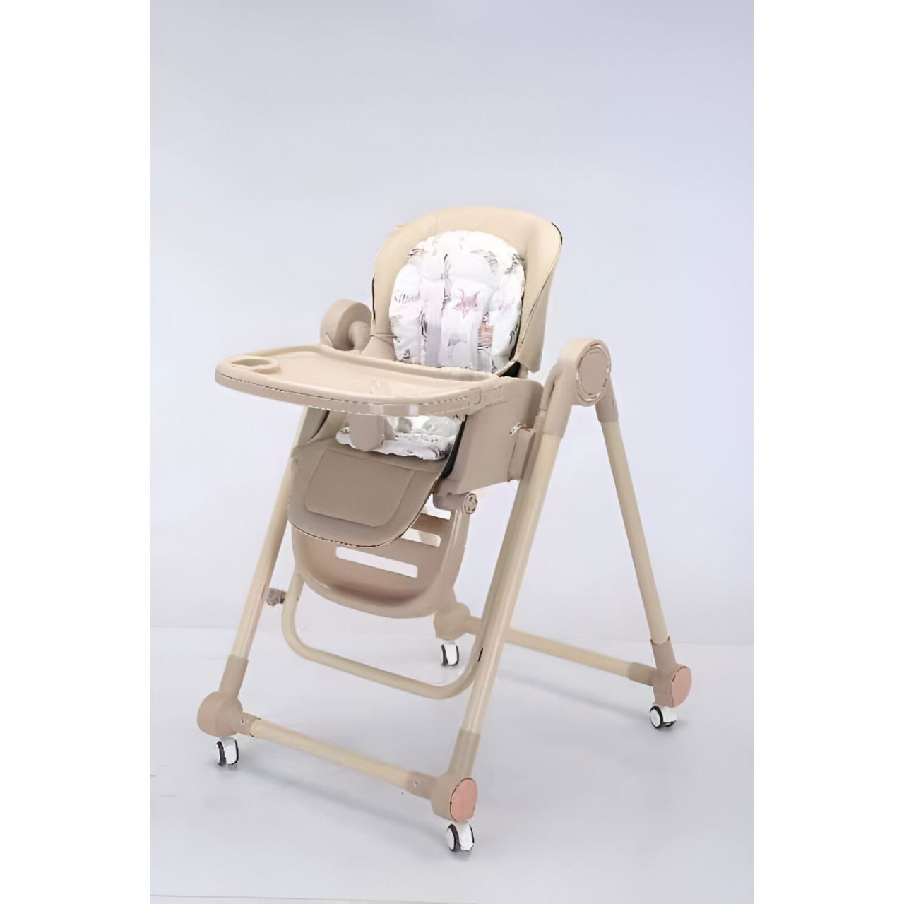 Scaun de Masa pentru Bebelusi si Copii, Flippy, Tavita si Husa Detasabile, Multifuncțional, Stabil, Centura de Siguranta, Inaltime Ajustabila, Spatar Reglabil Moale, Balansoar, de la 6 Luni, Bej [4]