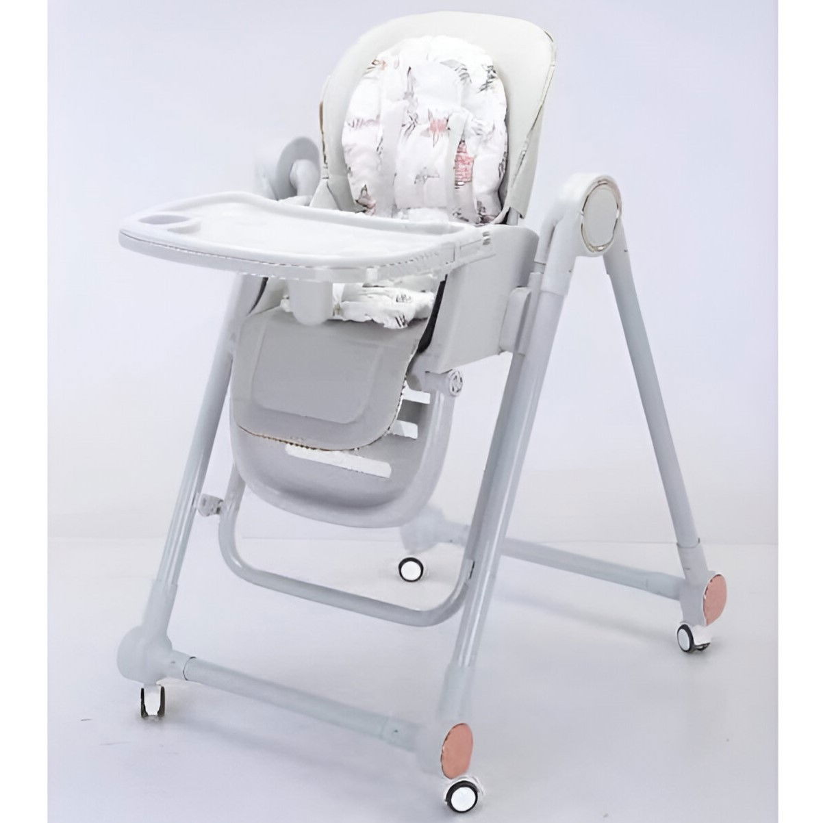 Scaun de Masa pentru Bebelusi si Copii, Flippy, Tavita si Husa Detasabile, Multifuncțional, Stabil, Centura de Siguranta, Inaltime Ajustabila, Spatar Reglabil Moale, Balansoar, de la 6 Luni, Gri [2]