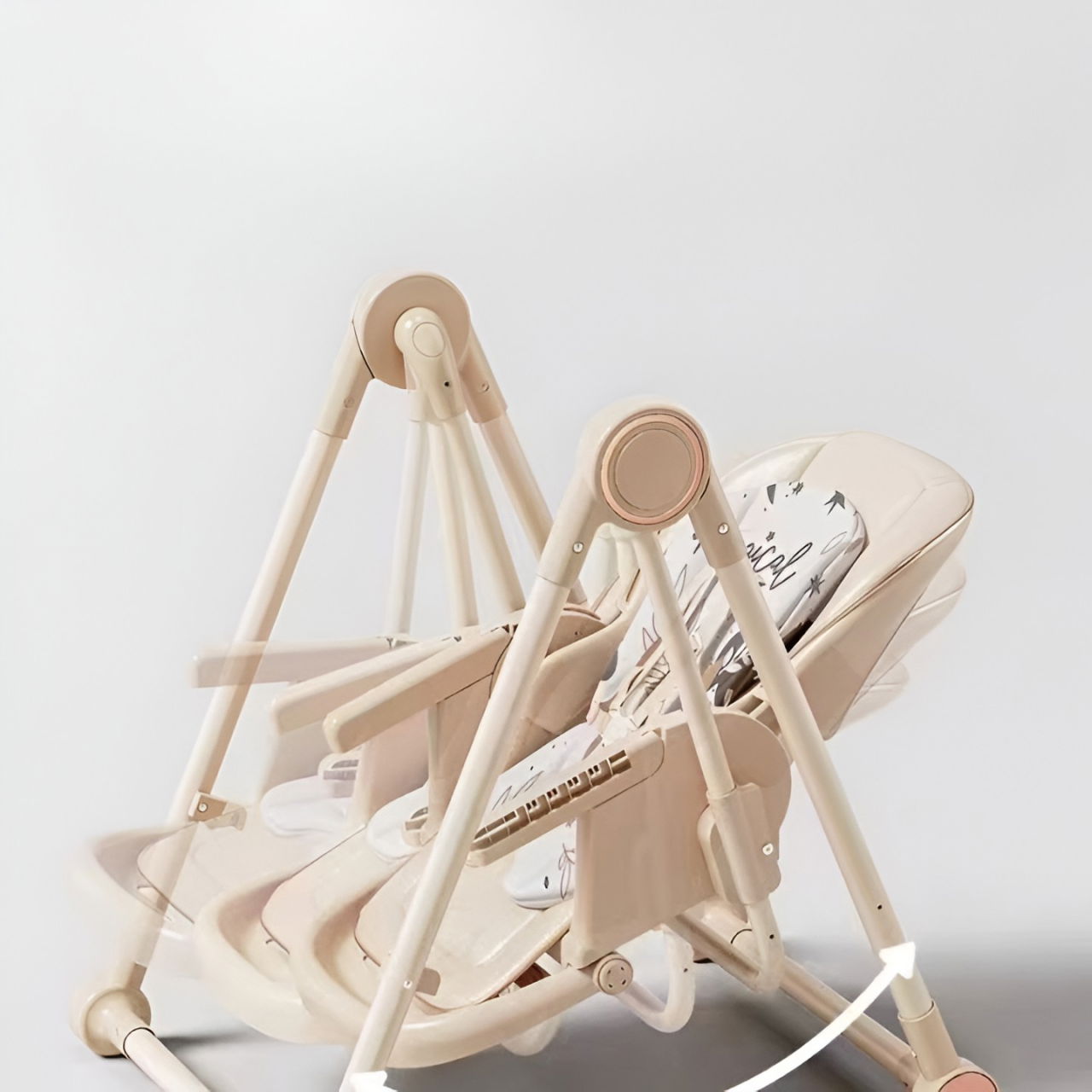 Scaun de Masa pentru Bebelusi si Copii, Flippy, Tavita si Husa Detasabile, Multifuncțional, Stabil, Centura de Siguranta, Inaltime Ajustabila, Spatar Reglabil Moale, Balansoar, de la 6 Luni, Bej [2]