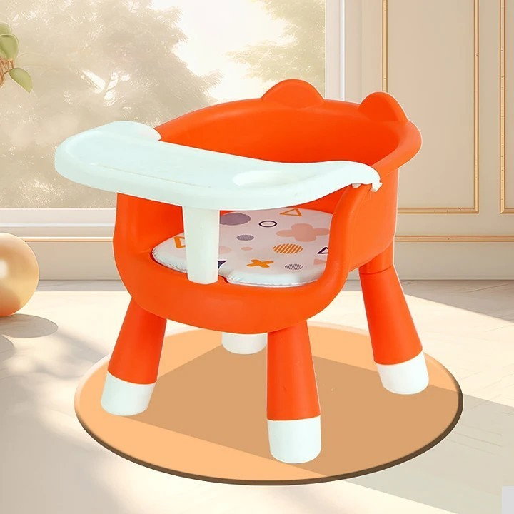 Scaun de Masa pentru Copii, Flippy, 2 in 1, Tavita Detasabila, Spatar Ergonomic, +6 Luni, Inaltime 36 cm, Portocaliu [2]