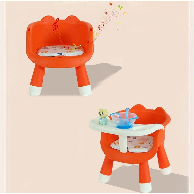 Scaun de Masa pentru Copii, Flippy, 2 in 1, Tavita Detasabila, Spatar Ergonomic, +6 Luni, Inaltime 36 cm, Portocaliu [6]