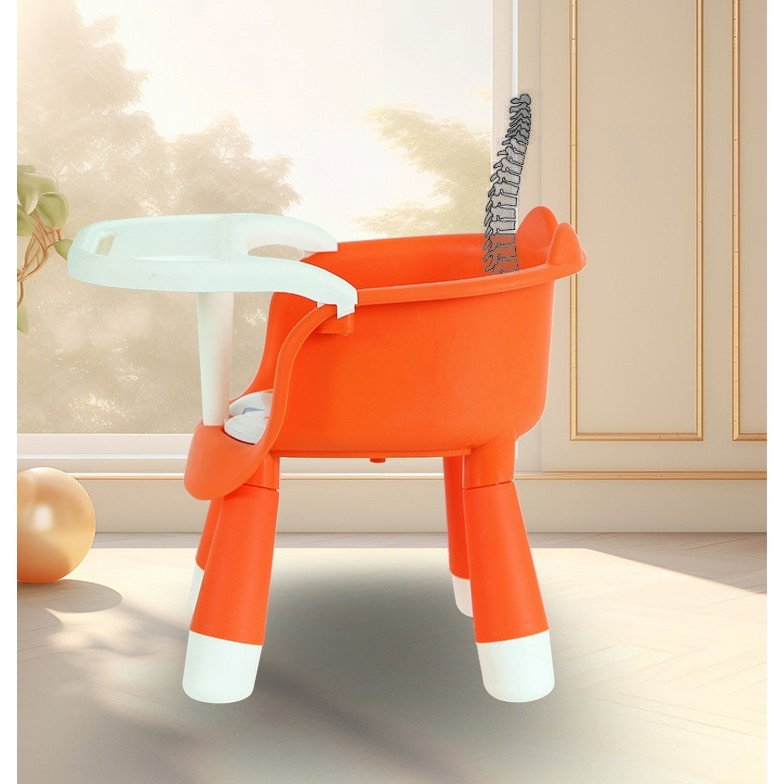 Scaun de Masa pentru Copii, Flippy, 2 in 1, Tavita Detasabila, Spatar Ergonomic, +6 Luni, Inaltime 36 cm, Portocaliu [3]