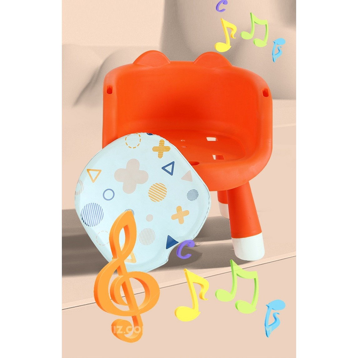 Scaun de Masa pentru Copii, Flippy, 2 in 1, Tavita Detasabila, Spatar Ergonomic, +6 Luni, Inaltime 36 cm, Portocaliu [5]