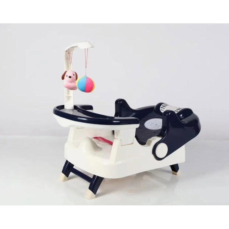 Scaun pentru Copii 2 in 1, Flippy, pentru Servit Masa si pentru Baie, Multifunctional, Pliabil, Portabil, din Plastic, Spatar Reglabil, 58 x 39 cm, Albastru [2]