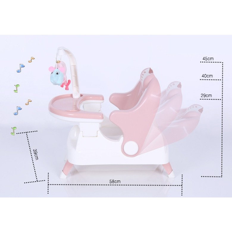 Scaun pentru Copii 2 in 1, Flippy, pentru Servit Masa si pentru Baie, Multifunctional, Pliabil, Portabil, din Plastic, Spatar Reglabil, 58 x 39 cm, Roz [6]