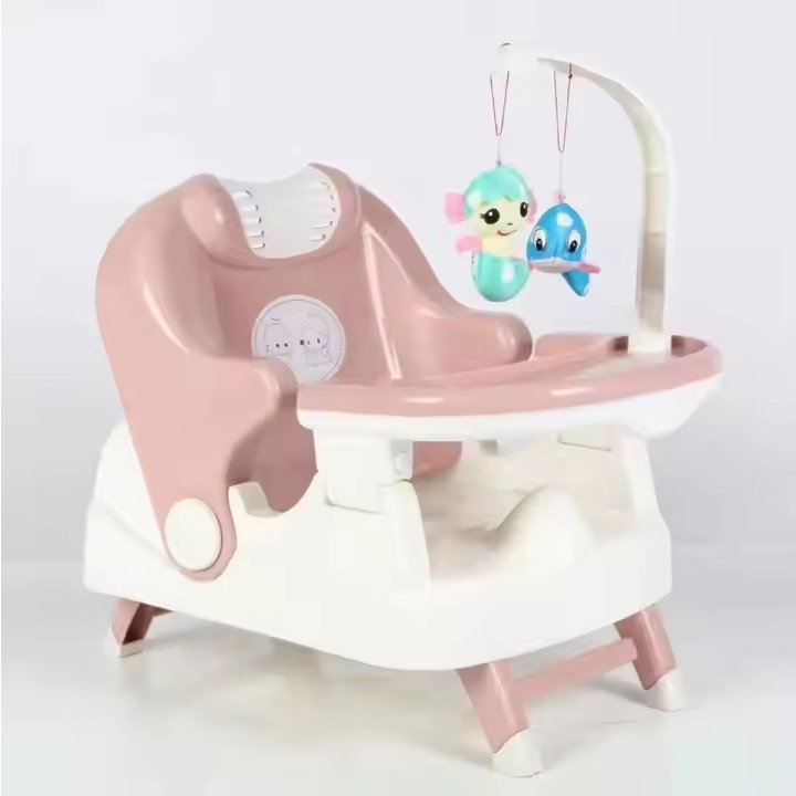 Scaun pentru Copii 2 in 1, Flippy, pentru Servit Masa si pentru Baie, Multifunctional, Pliabil, Portabil, din Plastic, Spatar Reglabil, 58 x 39 cm, Roz [3]