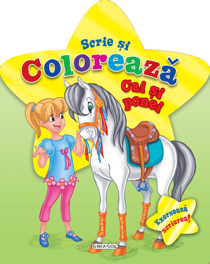 Scrie si coloreaza cai si ponei (verde) [1]