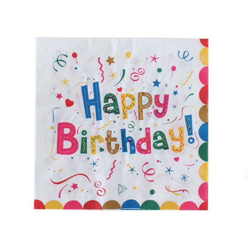 Servetele de Masa pentru Zile de Nastere, Flippy, Servetele de masa Tematice Happy Birthday, Set 20 buc, Unisex, din Hartie, 33 x 33 cm, Alb Multicolor [1]