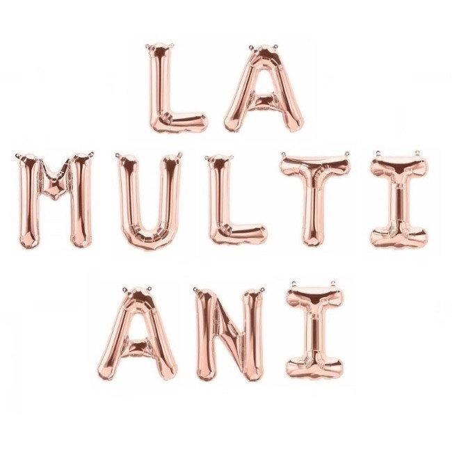 Set 10 Baloane din Folie Metalizata, Flippy, Figurine Litere, Model La multi ani, Tema Aniversare, 40 cm, Ambalaj Individual, Pai Inclus, Umflare cu Aer sau Heliu, Bej [1]