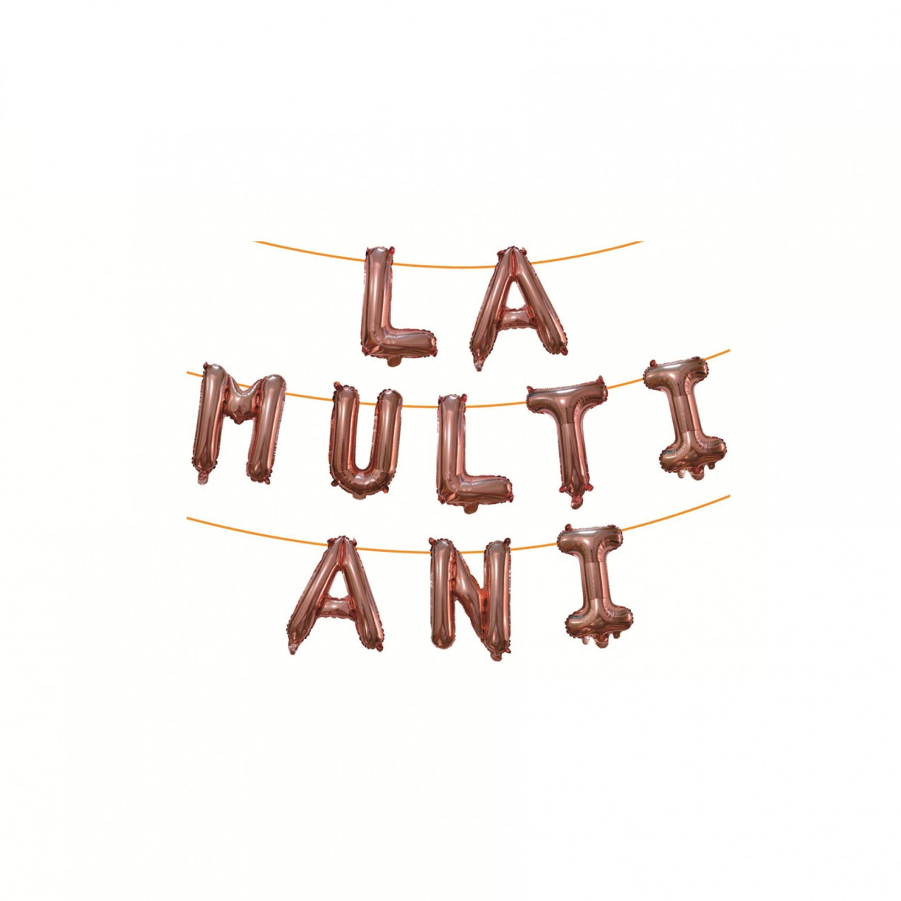 Set 10 Baloane din Folie Metalizata, Flippy, Figurine Litere, Model La multi ani, Tema Aniversare, 40 cm, Ambalaj Individual, Pai Inclus, Umflare cu Aer sau Heliu, Bej [2]