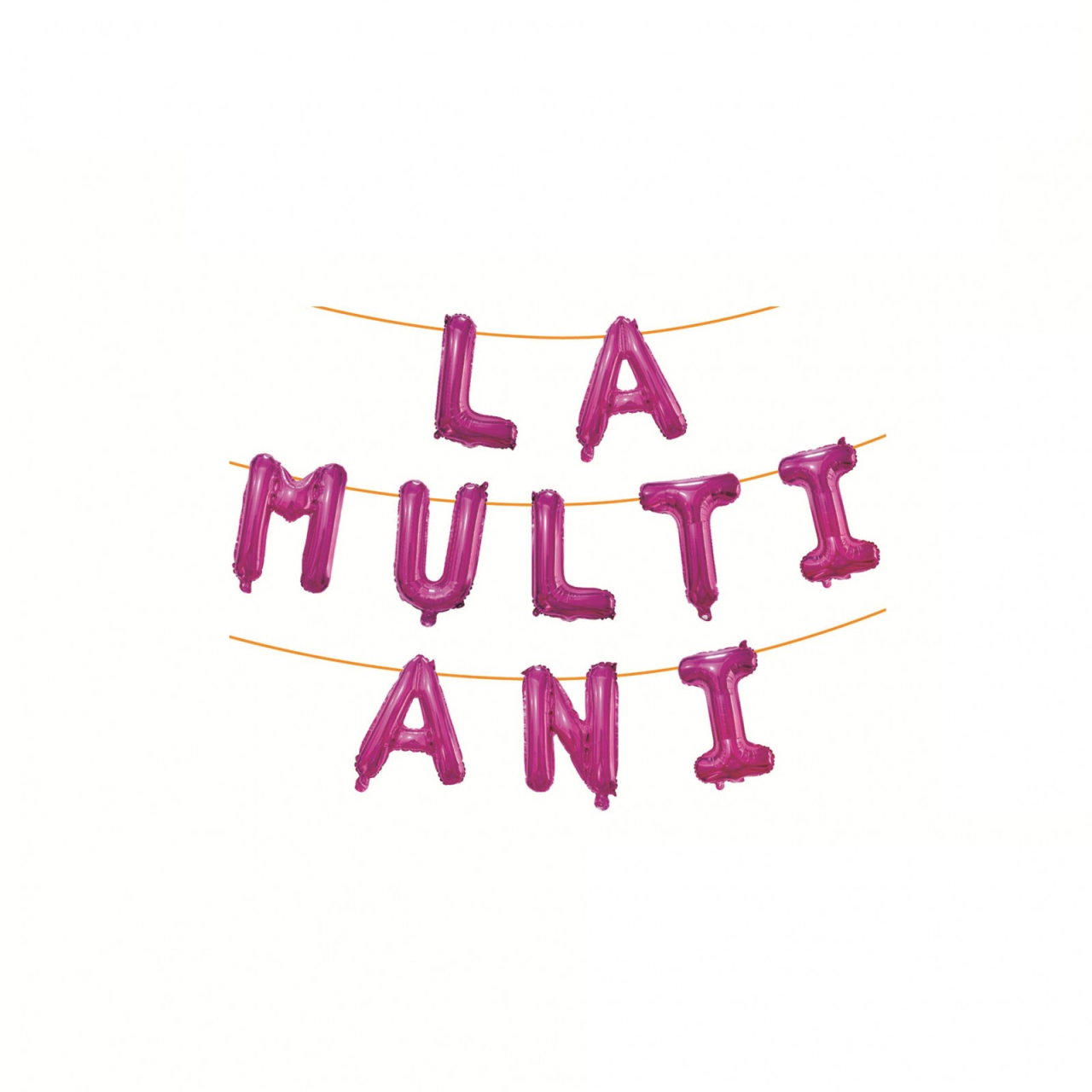 Set 10 Baloane din Folie Metalizata, Flippy, Figurine Litere, Model La multi ani, Tema Aniversare, 40 cm, Ambalaj Individual, Pai Inclus, Umflare cu Aer sau Heliu, Roz [2]