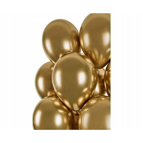 Set 10 Baloane din Latex Chrome, Flippy, Model Party, 13 cm, Gold, 1 g [2]