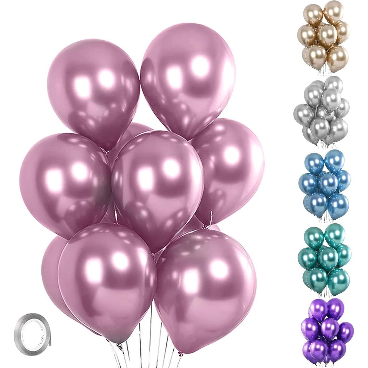 Set 10 Baloane din Latex Chrome, Flippy, Model Party, 23 cm, Mov, 2.2 g [4]