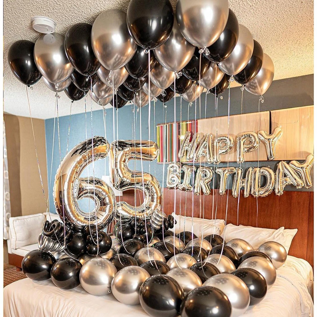 Set 10 Baloane din Latex Chrome, Flippy, Model Party, 23 cm, Negru Argintiu, 2.2 g [3]