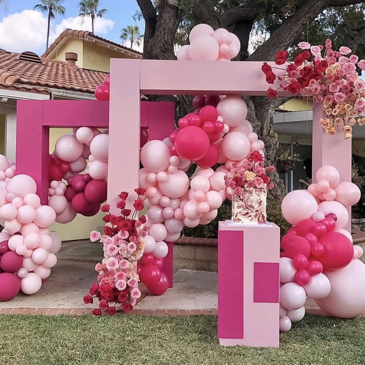 Set 10 Baloane din Latex, Flippy, Model Party, 13 cm, 1 g, Roz [6]