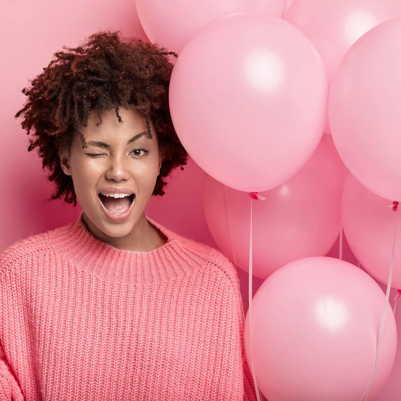 Set 10 Baloane din Latex, Flippy, Model Party, 13 cm, 1 g, Roz [5]