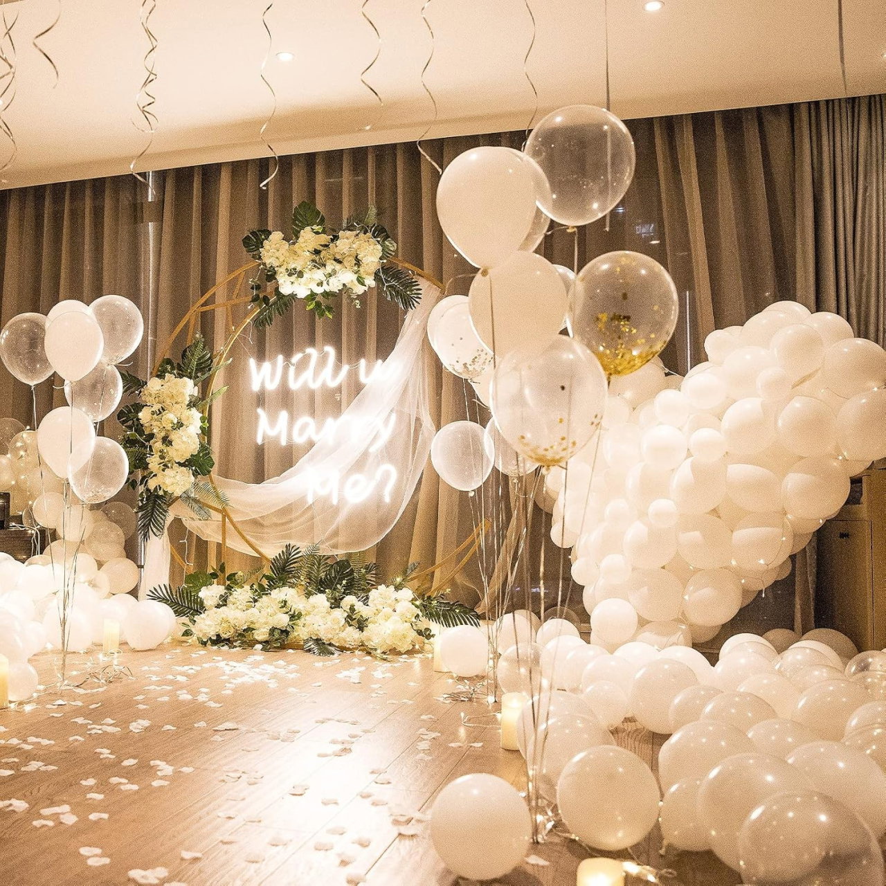 Set 10 Baloane din Latex, Flippy, Model Party, 13 cm, Albe, 2.2 g [2]