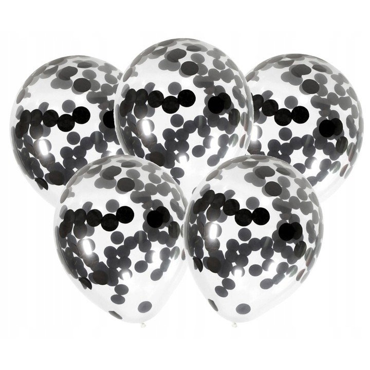Set 10 Baloane din Latex, Flippy, Model Party Confetti, 5 x Confetti, 5 x Negru, 25 cm, 2.2g [6]