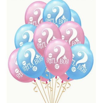 Set 10 Baloane din Latex, Flippy, Model Party Gender Reveal, 30 cm, Roz Albastru [1]