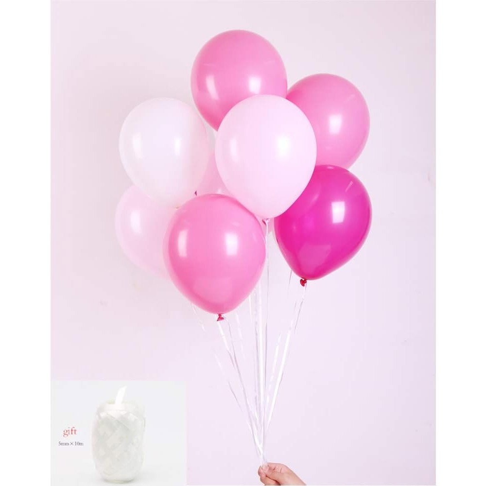 Set 10 Baloane din Latex Metalizate, Flippy, Model Party, 23 cm, Alb si Roz, 2.2 g [2]