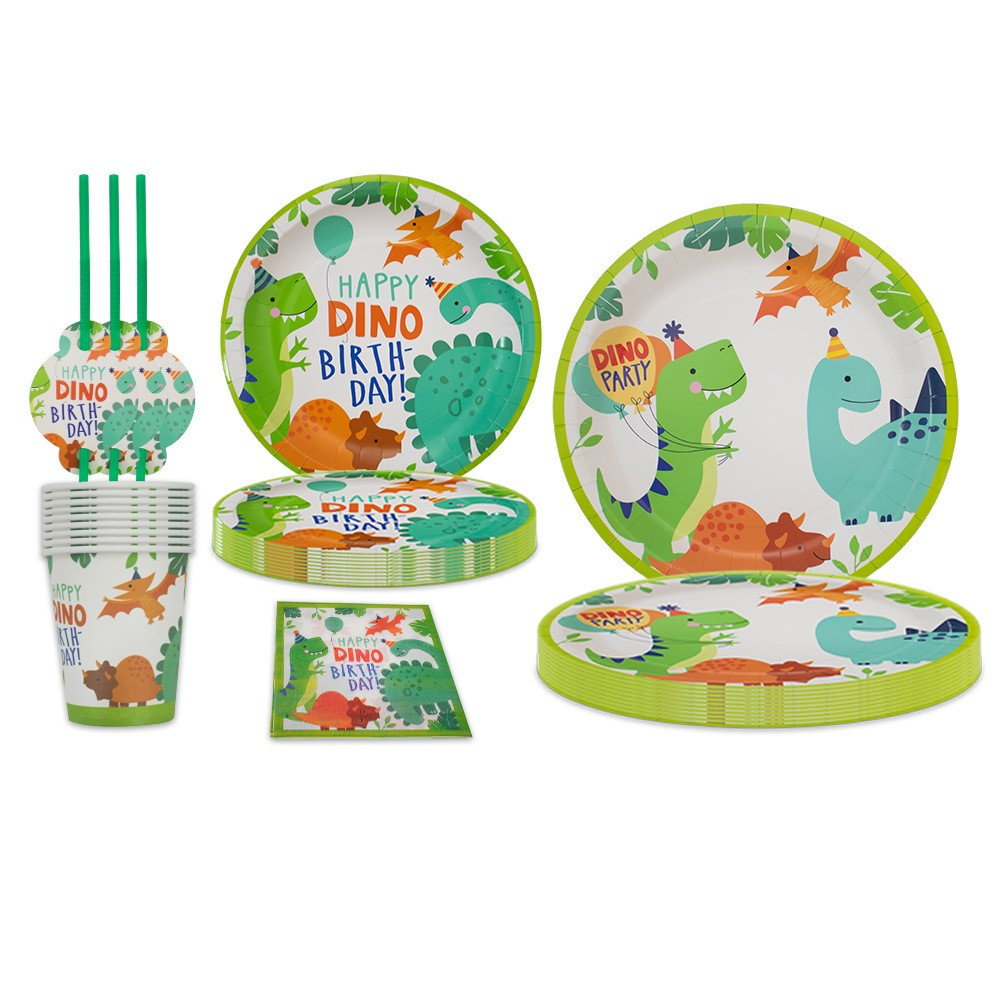 Set 10 Farfurii de Carton Happy Birthday, Flippy, 23 cm, Tematica Aniversare, Model Dinozauri, Multicolor [5]