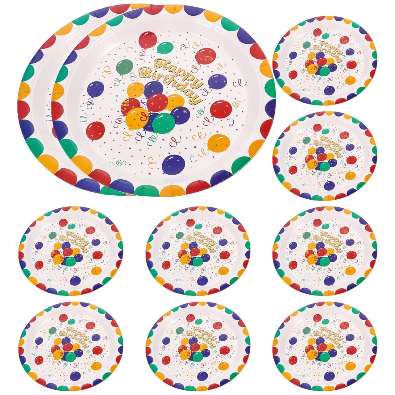 Set 10 Farfurii de Unica Folosinta, Flippy, din Carton, 18 cm, Model Happy Birthday, Multicolor [2]