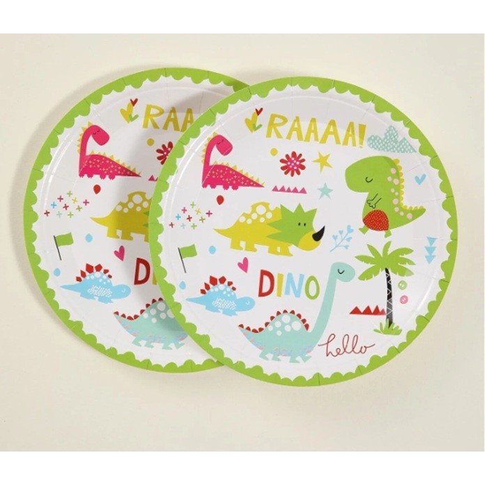 Set 10 Farfurii Petrecere, Flippy, Colectia Dino Park, 17 cm Diametru, din Carton, Multicolor [4]