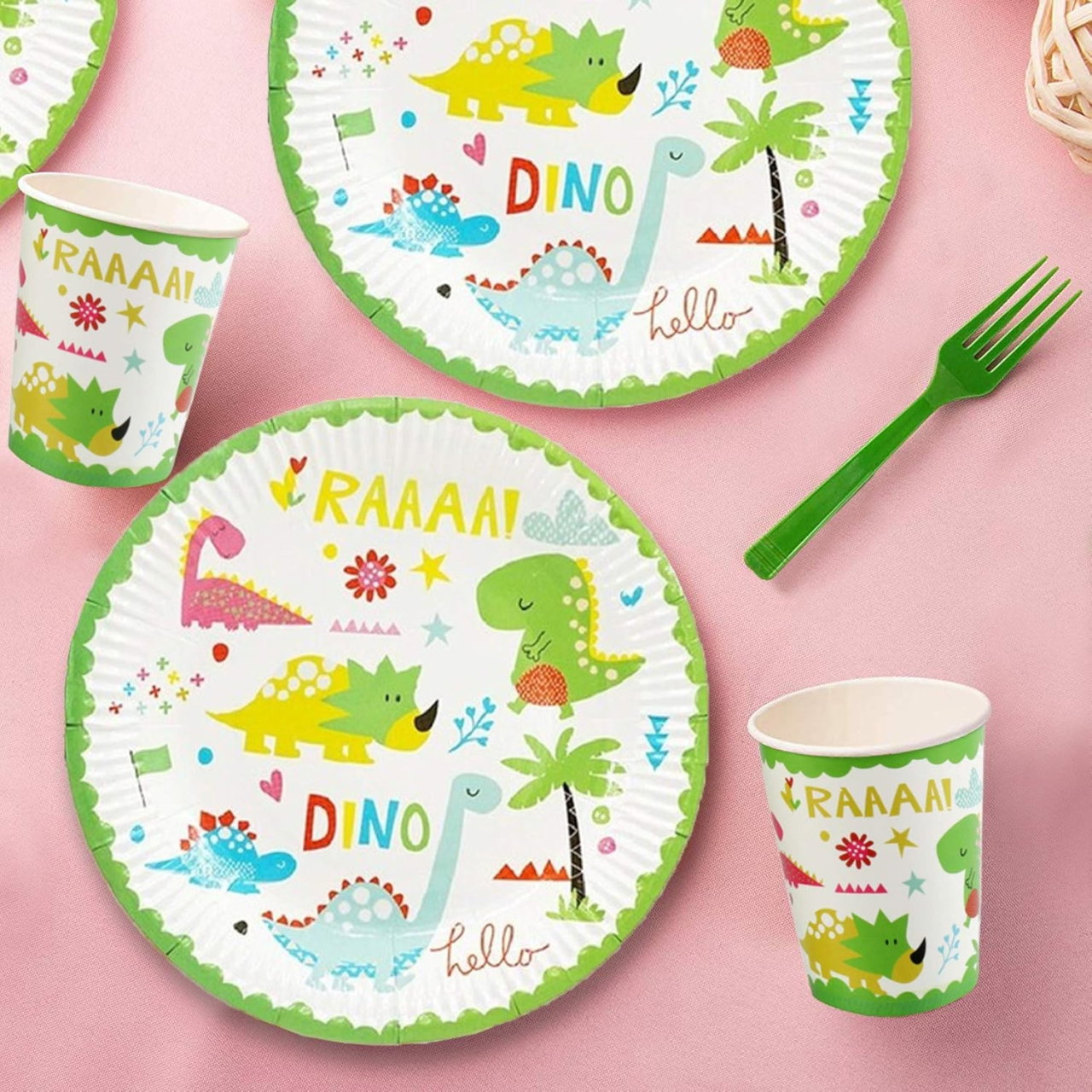 Set 10 Farfurii Petrecere, Flippy, Colectia Dino Park, 23 cm Diametru, din Carton, Multicolor [3]