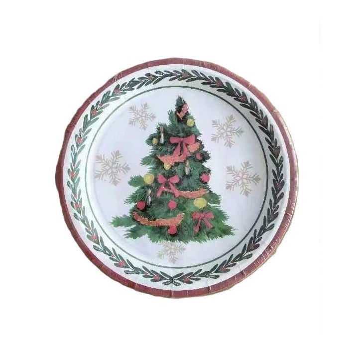Set 10 Farfurii Unica Folosinta, Flippy, 23 cm, Model Brad de Craciun, Multicolor [1]