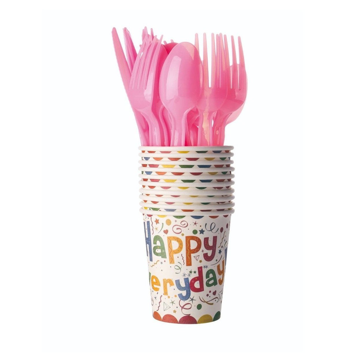 Set 10 Pahare de Carton, Flippy, Model Happy Everyday, 13 x 7 x 5 cm, Multicolor [2]