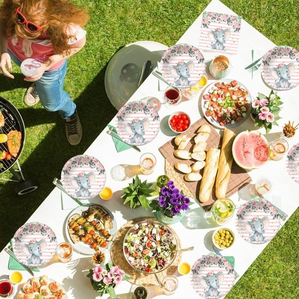 Set 10 Pahare, Flippy, Imprimeu Elefant, din Carton, 7.5 x 8.5 cm, Roz [3]