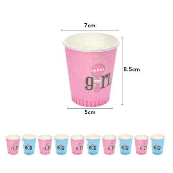 Set 10 Pahare Gender Reveal, Flippy, Girl or Boy, din Carton, 7 x 5 x 8.5 cm, 250 ml, Roz/Albastru [3]