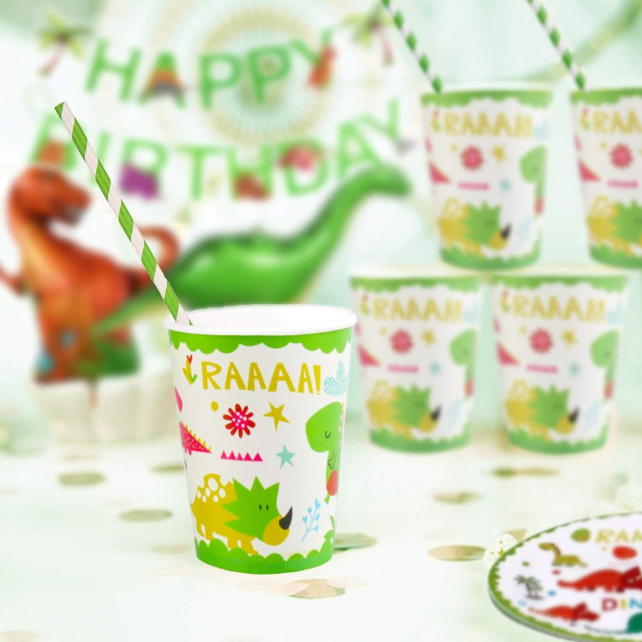 Set 10 Pahare Petrecere, Flippy, Colectia Dino Park, 8.5 x 7 x 5 cm, din Carton, Multicolor [5]