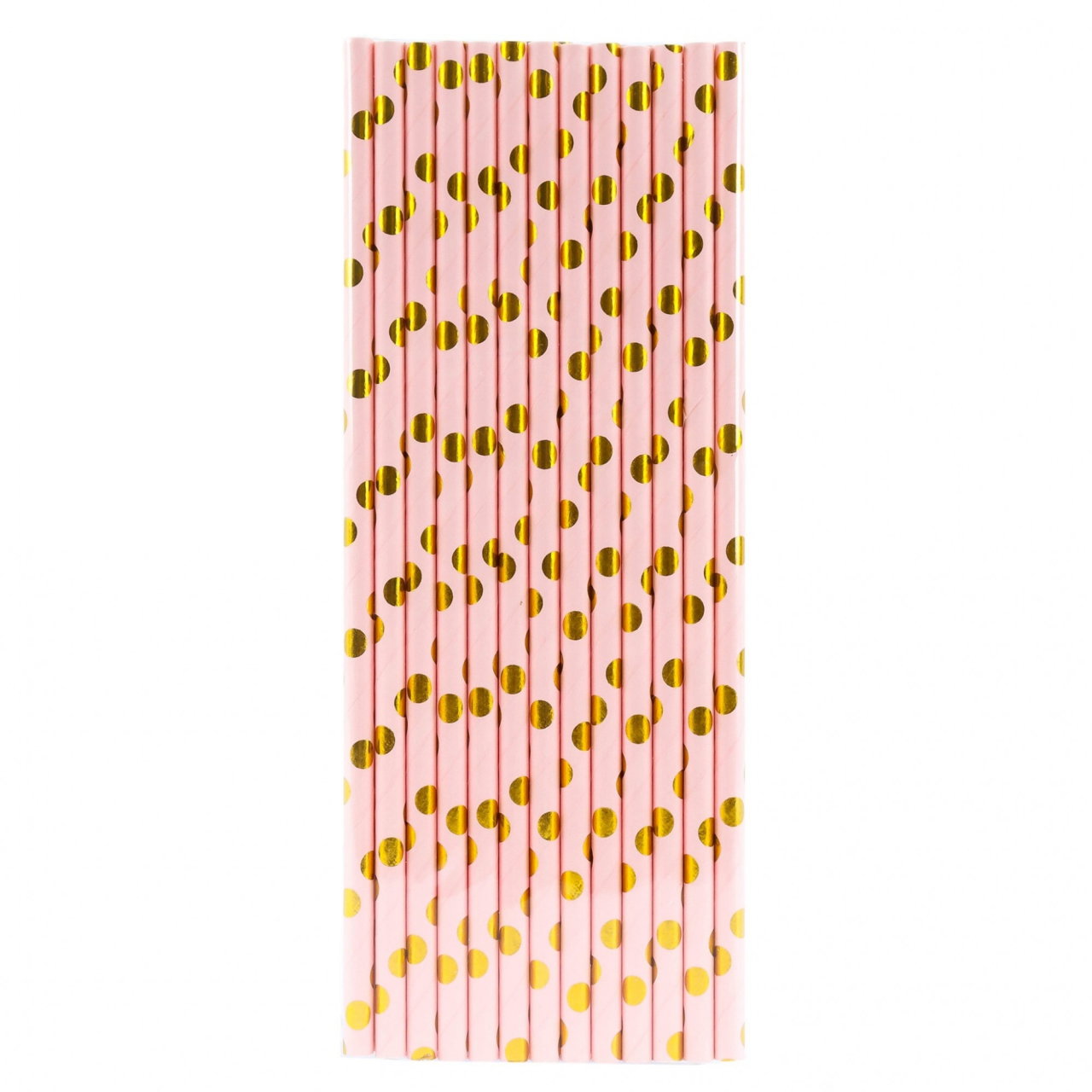 Set 10 Paie, Flippy, din Hartie, 19.5 cm, Model cu Buline Aurii, Roz [1]