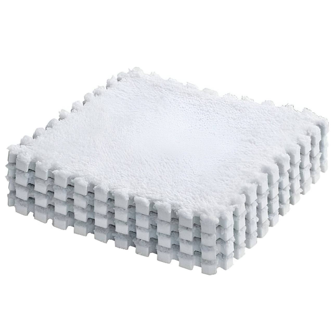 Set 10 Piese Covor tip Puzzle, Flippy, Spuma EVA, Pufos, 30 x 30 x 1 cm, Alb [3]