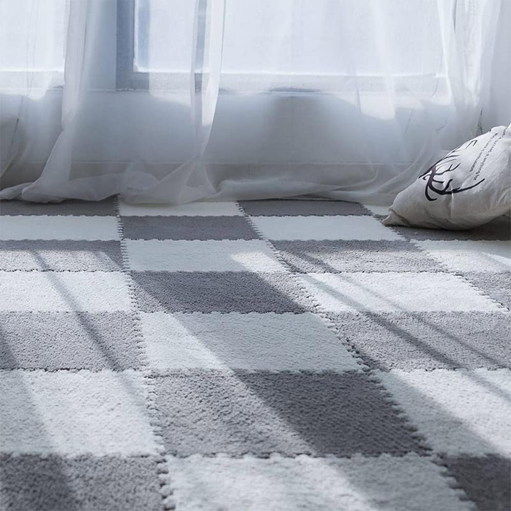 Set 10 Piese Covor tip Puzzle, Flippy, Spuma EVA, Pufos, 30 x 30 x 1 cm, Gri [3]