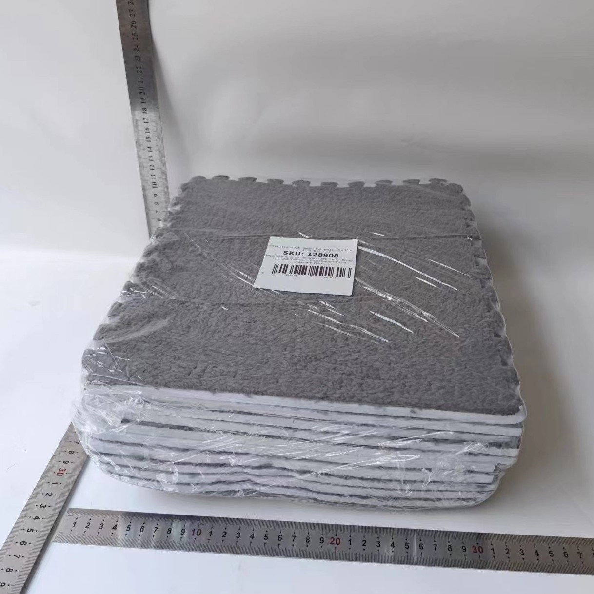 Set 10 Piese Covor tip Puzzle, Flippy, Spuma EVA, Pufos, 30 x 30 x 1 cm, Gri [10]