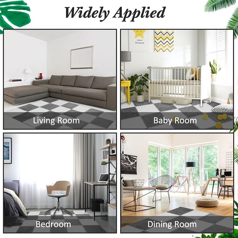 Set 10 Piese Covor tip Puzzle, Flippy, Spuma EVA, Pufos, 30 x 30 x 1 cm, Gri [2]