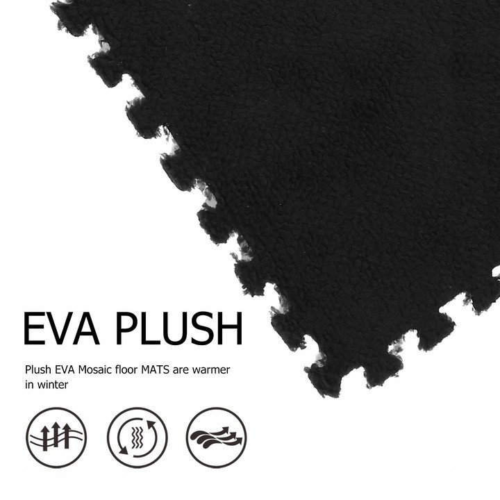 Set 10 Piese Covor tip Puzzle, Flippy, Spuma EVA, Pufos, 30 x 30 x 1 cm, Negru [11]