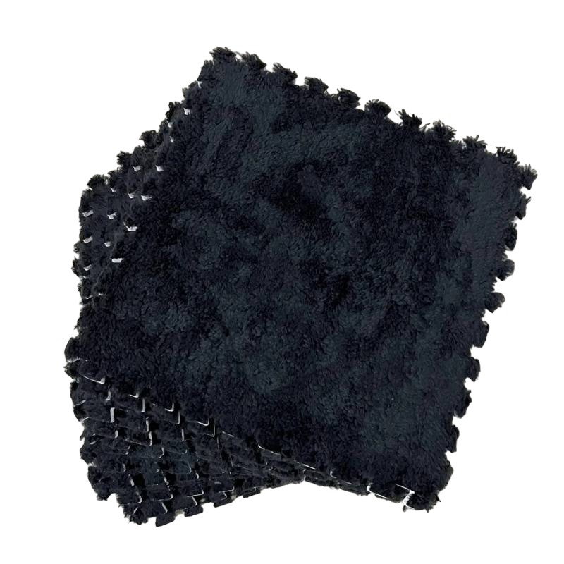 Set 10 Piese Covor tip Puzzle, Flippy, Spuma EVA, Pufos, 30 x 30 x 1 cm, Negru [1]