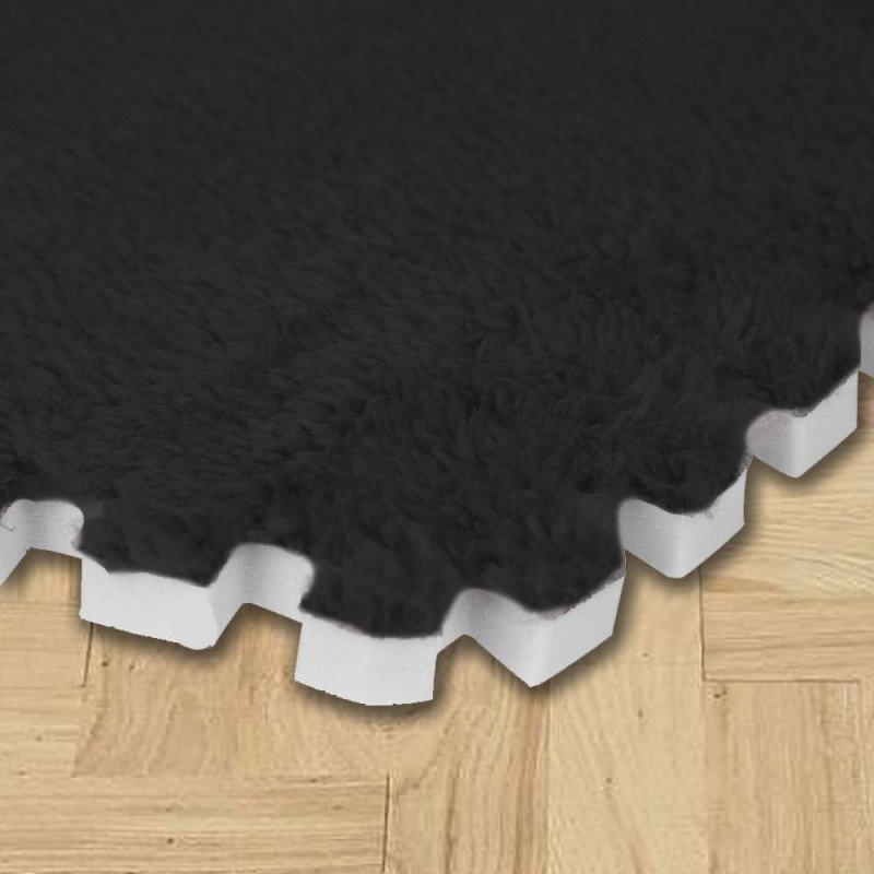 Set 10 Piese Covor tip Puzzle, Flippy, Spuma EVA, Pufos, 30 x 30 x 1 cm, Negru [13]