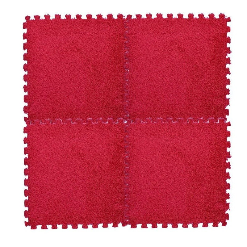 Set 10 Piese Covor tip Puzzle, Flippy, Spuma EVA, Pufos, 30 x 30 x 1 cm, Rosu [11]