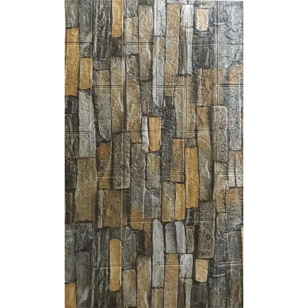 Set 10 Placi de Tapet, Flippy, Autoadezive, 70 x 77 cm, 2.5 mm Grosime, Suprafata Acoperita 5.3 mp, din PVC, Model Caramida, Galben [2]