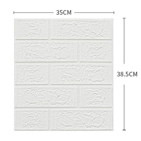 Set 10 Placi Tapet 3D, Flippy, 35 x 38 cm, Grosime 3 mm, din Polietilena, Model Caramida, Suprafata acoperita 1.33 mp, Alb [8]