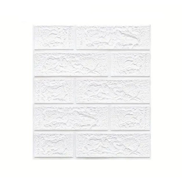 Set 10 Placi Tapet 3D, Flippy, 35 x 38 cm, Grosime 3 mm, din Polietilena, Model Caramida, Suprafata acoperita 1.33 mp, Alb [1]