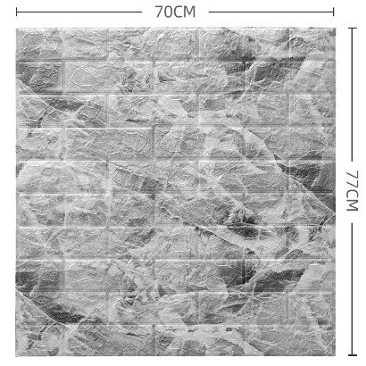 Set 10 Placi Tapet 3D, Flippy, 70 x 77 cm, Grosime 3 mm, din Polietilena, Model Caramida, Suprafata acoperita 5.3 mp, Marmura Gri [4]