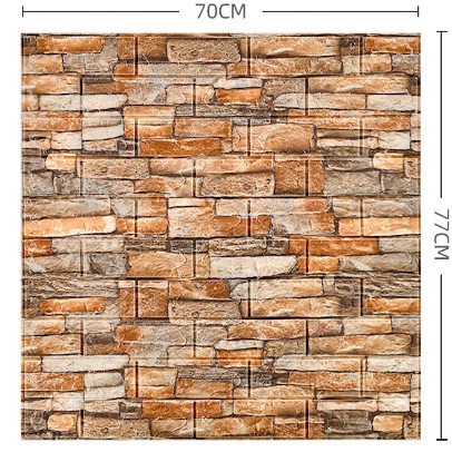 Set 10 Placi Tapet 3D, Flippy, 70 x 77 cm, Grosime 3 mm, din Polietilena, Model Caramida, Suprafata acoperita 5.3 mp, Piatra Galbena [3]